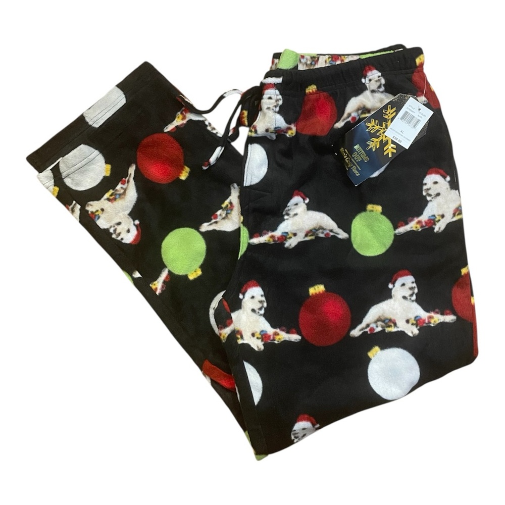 Bottoms Out Mens XL Christmas Dog Fleece Ugly Pajama Pants NWT Holiday Sleepwear